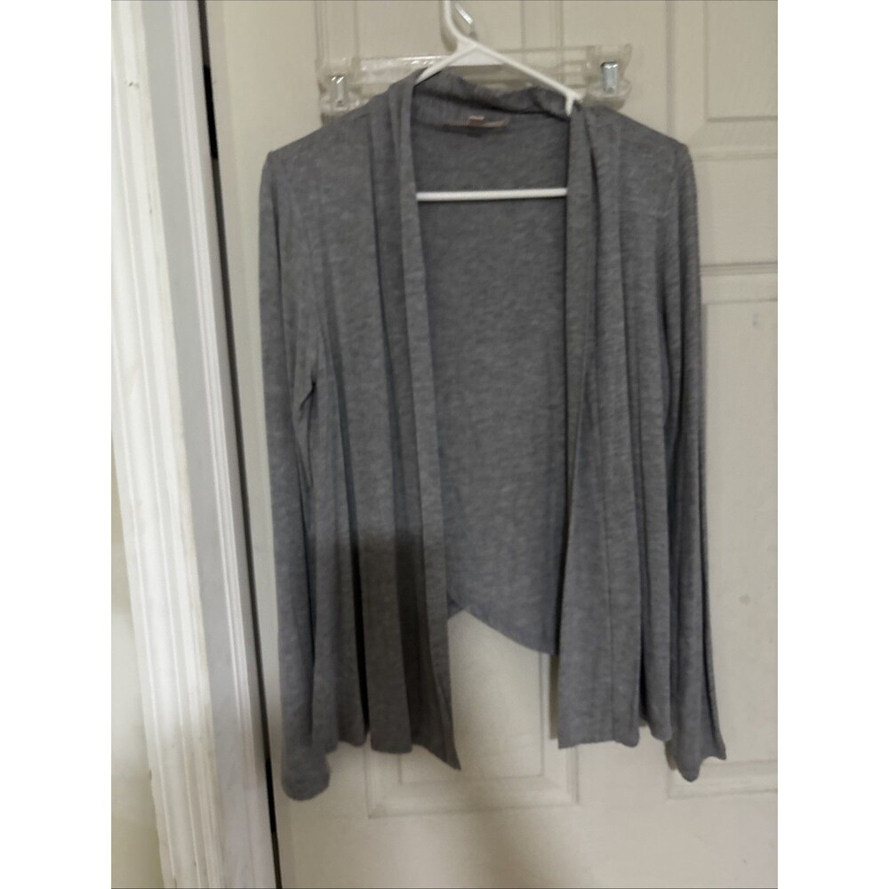 Womens Philosophy Gray Heather Light Weight Open Front Sweater Cardigan S